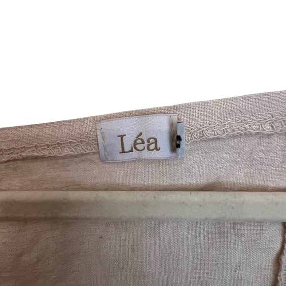 Lea Linen Mini Dress Oatmeal Beige Small Lagenlook Beach Travel Coastal Resort - Picture 3 of 5